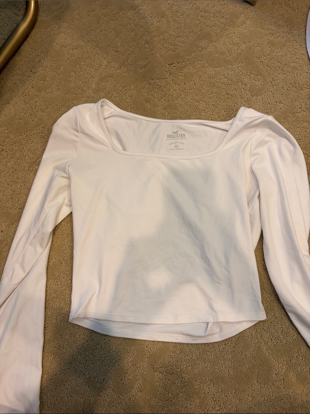 Hollister Cream Square-Neck Long Sleeve Top